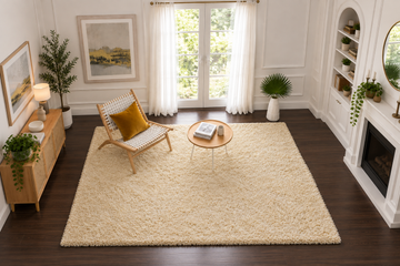 Mustard & Ivory Multi Shade Designer Carpet – 2 Inch Pile – Soft Feel with Anti-Skid Backing