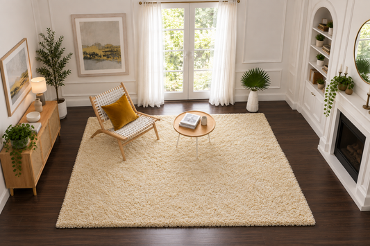 Mustard & Ivory Multi Shade Designer Carpet – 2 Inch Pile – Soft Feel with Anti-Skid Backing