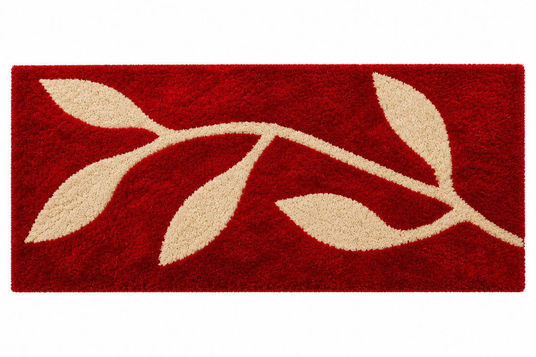 Red and Beige Leaf Beautiful Premium Microfiber Bedside Runner full anti-skid  baking
