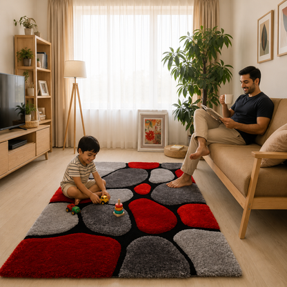 Multi Colors Stones Classical Look Shaggy Living Room Carpet.