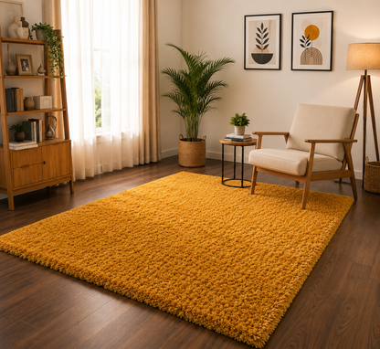 Mustard Plain Premium Design Microfiber Carpet – Soft Feel & Anti-Skid Rubber Backing