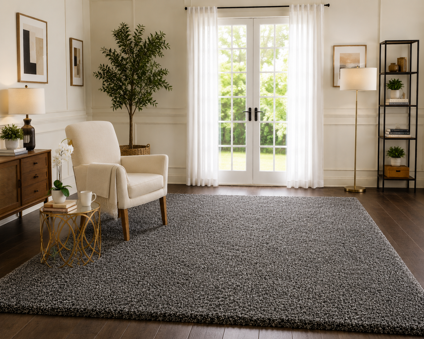 Plain Dark Grey Premium Carpet – Soft Feel with Anti-Skid Rubber Backing