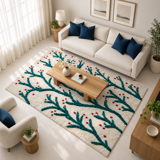 Luxury Soft Botanical Rug with Anti-Skid Backing