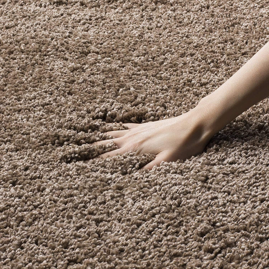 KashyapaRugs plain beige soft microfiber round carpet – 2-inch extra fluffy long pile, anti-skid rubber backing, premium plush texture for modern and cozy interiors