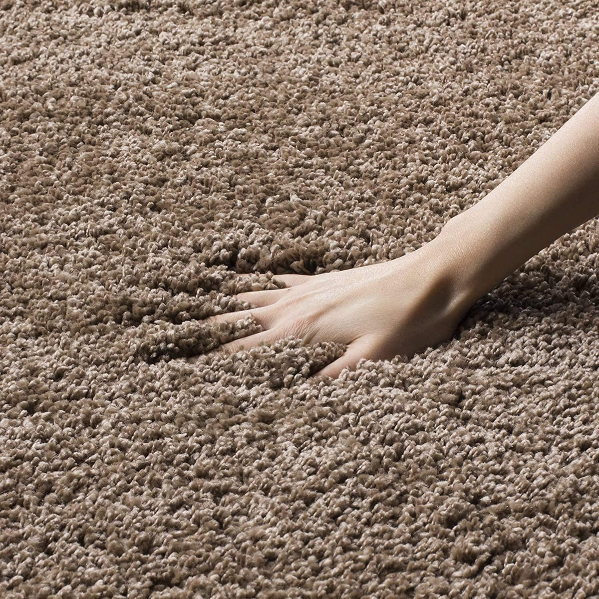 Beige Colour Soft Microfiber Round Carpet – 2 inch Extra Fluffy long pile Premium Quality & Anti-Skid Backing