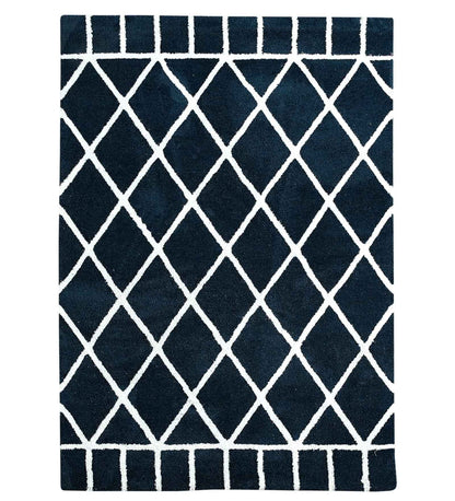 Micro Blue and Ivory Design Cross Diamond Luxury Carpets.