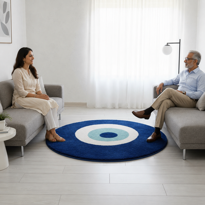 Blue Eyes Soft Micro Premium Round Shaggy Rug – Extra Soft with Anti-Skid Rubber Backing