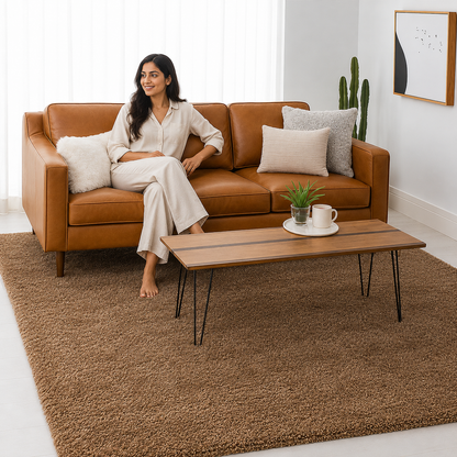 Skin Beige 2-Inch Pile Extra Fluffy Shaggy Rug – Soft Feel with Anti-Skid Rubber Backing