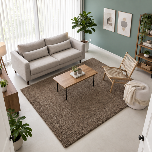 Brown Microfiber Shaggy Carpet – Soft Feel with Anti-Skid Backing