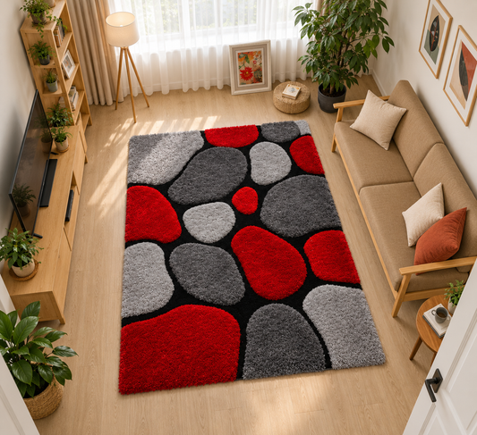Multi Colors Stones Classical Look Shaggy Living Room Carpet.