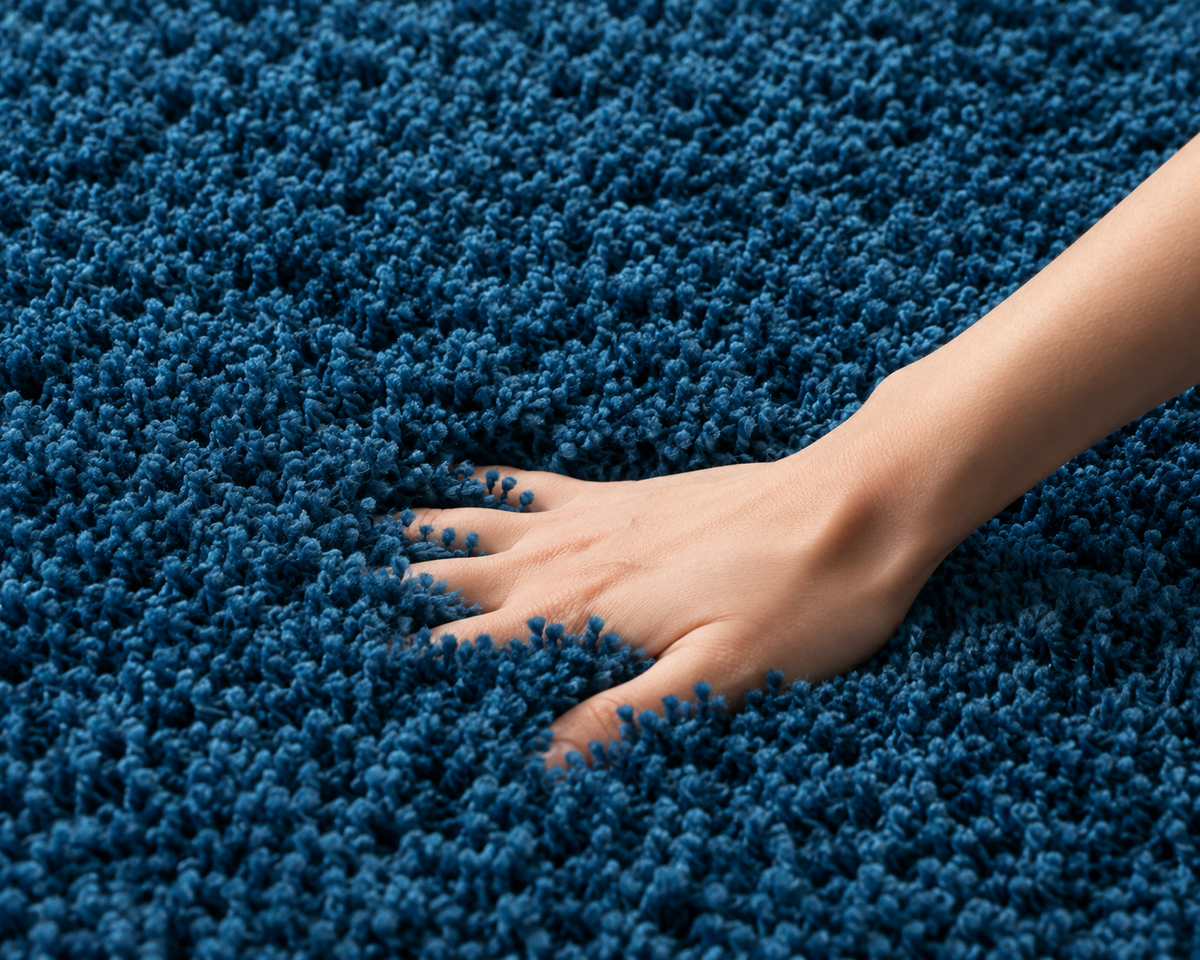 Rich Blue Plush Shaggy Carpet with Anti-Skid Backing