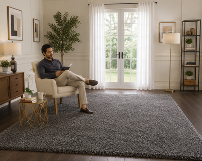 Plain Dark Grey Premium Carpet – Soft Feel with Anti-Skid Rubber Backing