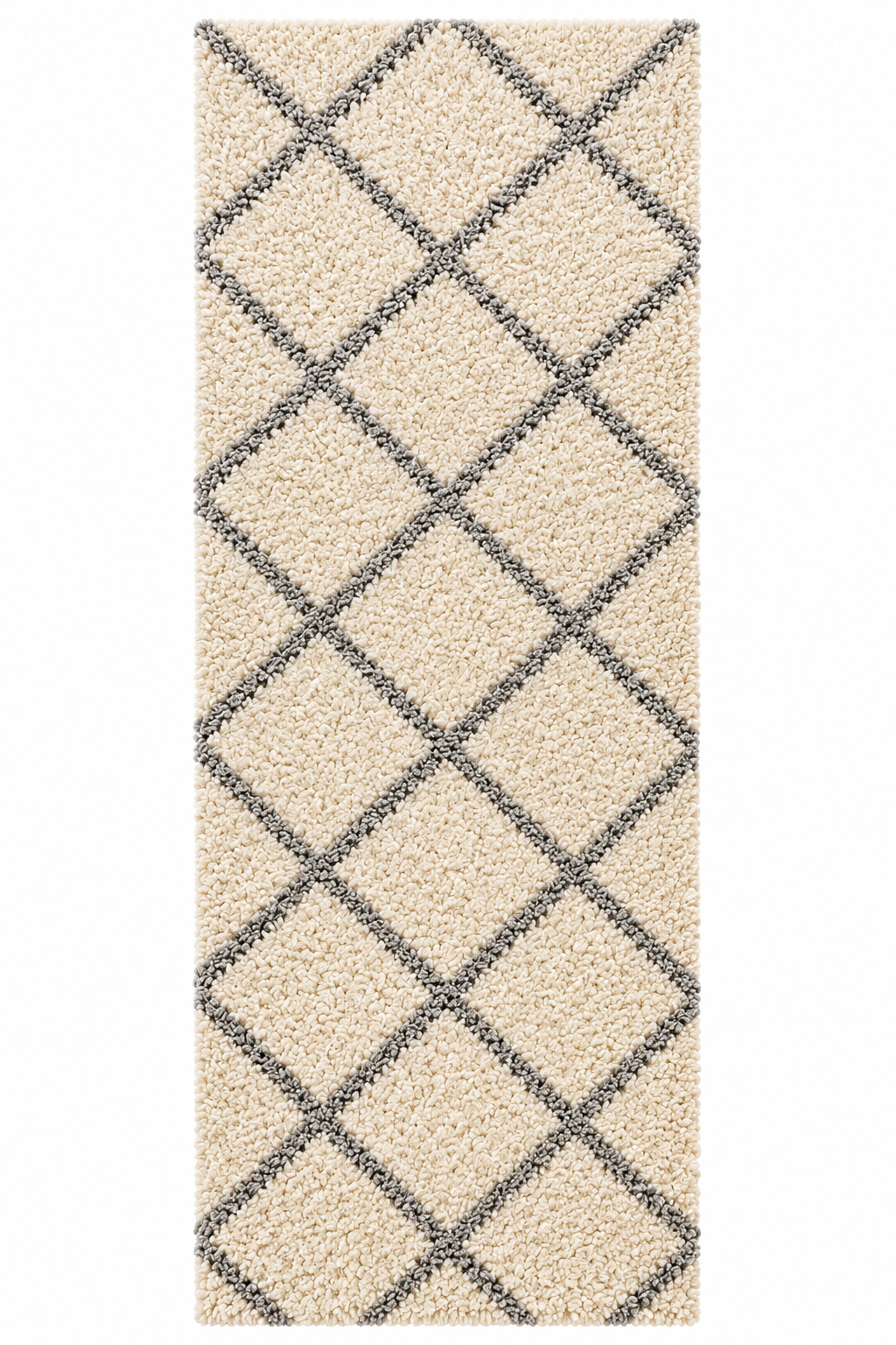 Ivory with Grey Beautiful Premium Micro Runner - Soft Feel, Anti-Skid Backing