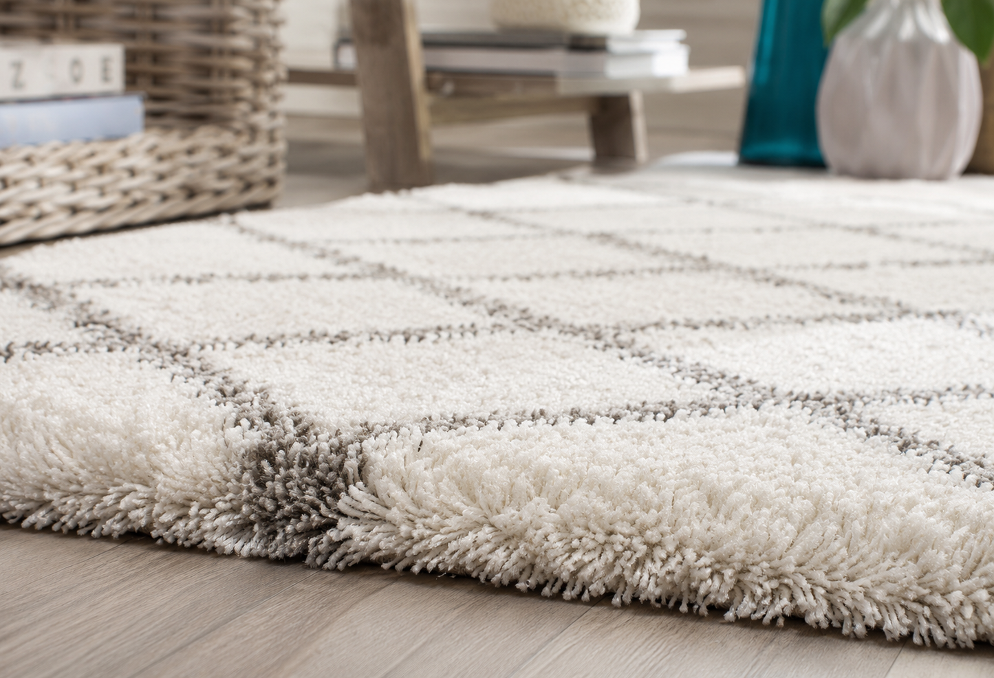 Ivory with Grey Beautiful Premium Micro Runner - Soft Feel, Anti-Skid Rubber Backing