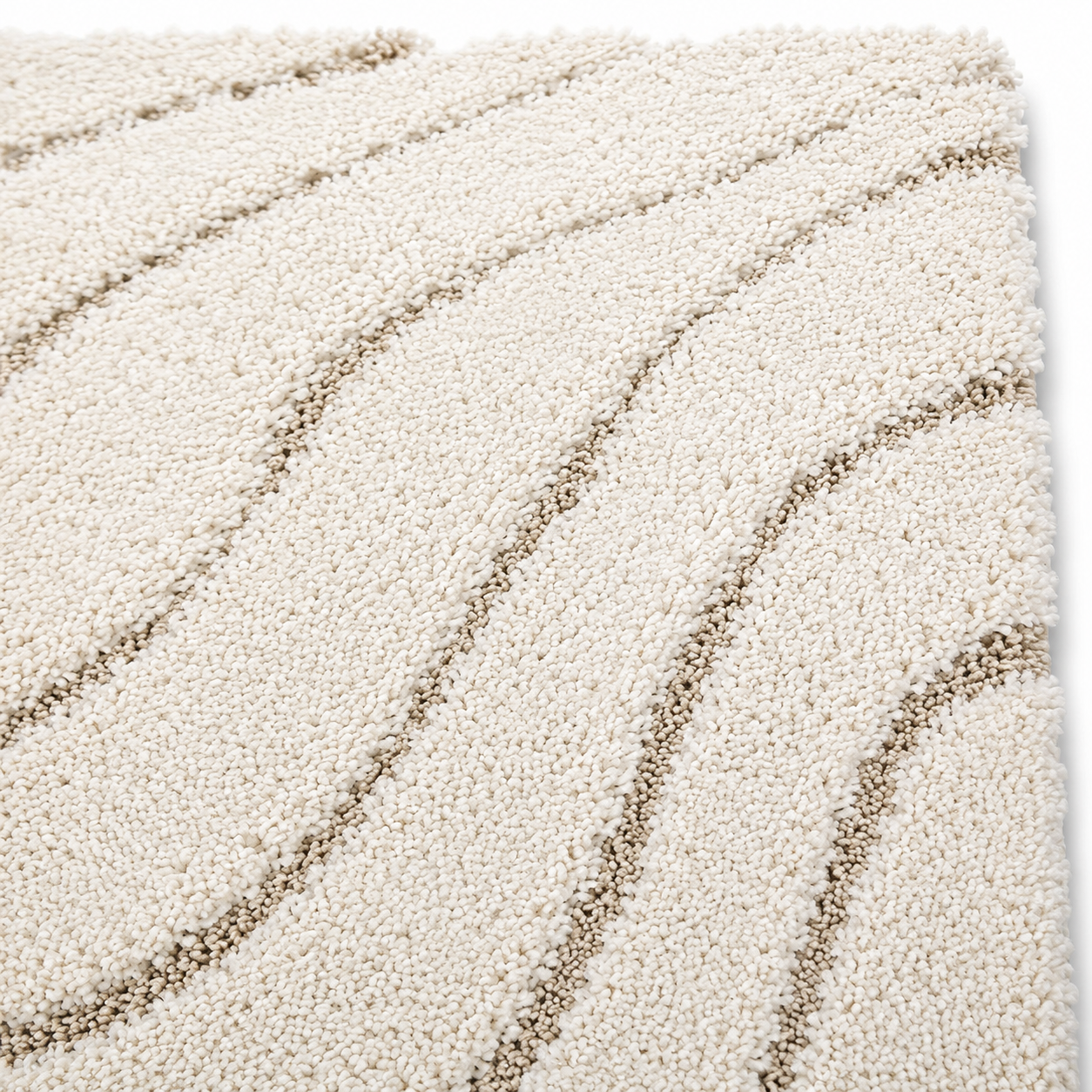 White and Beige Beautiful Premium Microfiber Bedside Runner - Soft Feel, Anti-Skid Rubber Backing