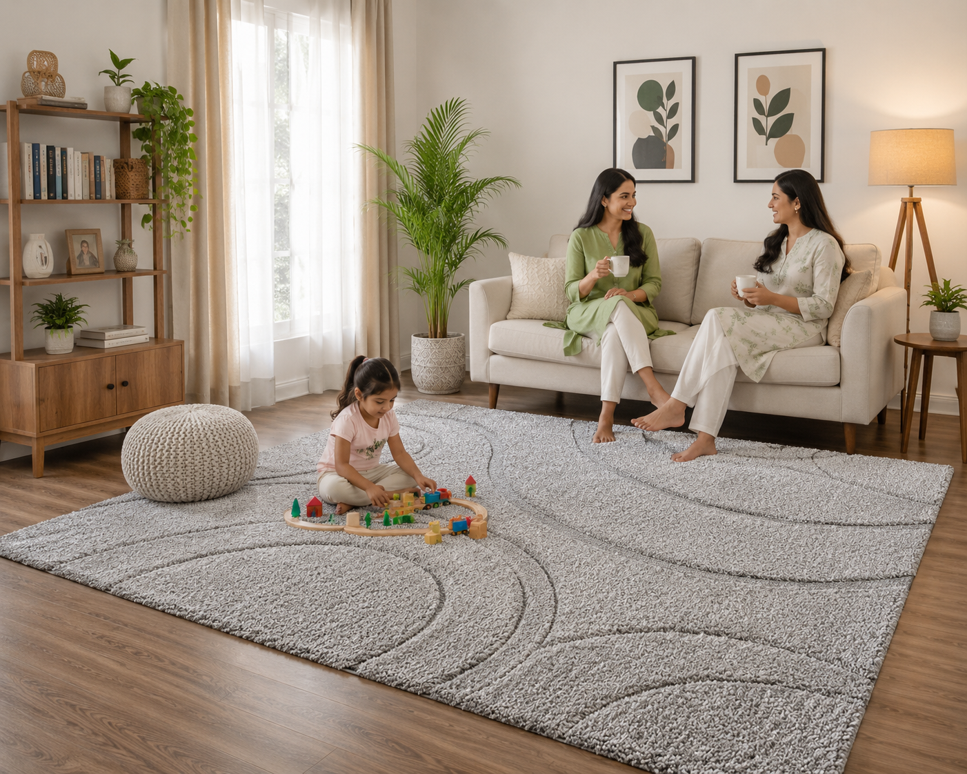 Silver Grey Super Soft Microfiber Silk Touch  Loom Tufted Shaggy Rug.
