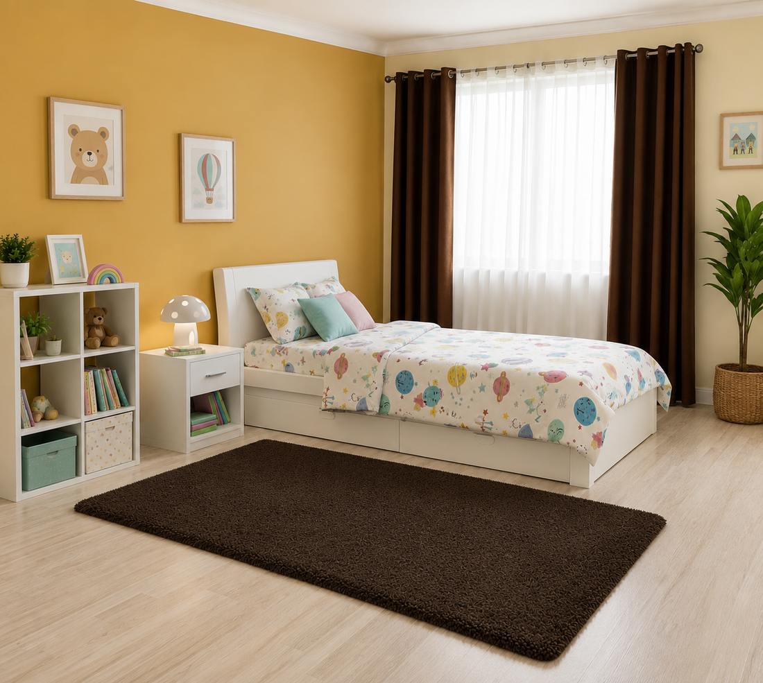 KashyapaRugs beautiful brown 2-inch pile premium microfiber runner – rich multi-hued brown tones, ultra-plush super absorbent surface for bedside use, anti-skid rubber backing