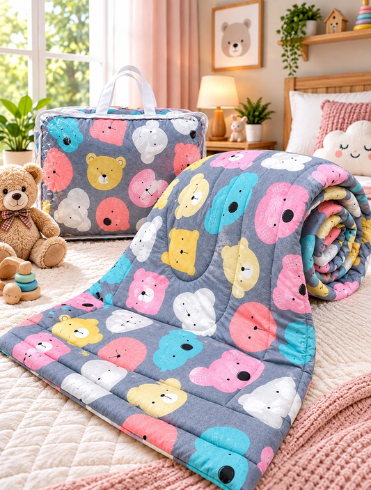 Premium Ultra-Soft Glace Cotton Teddy 🧸 Bear Print Comforter – Single Bed Size 60×100 Inches for Kids