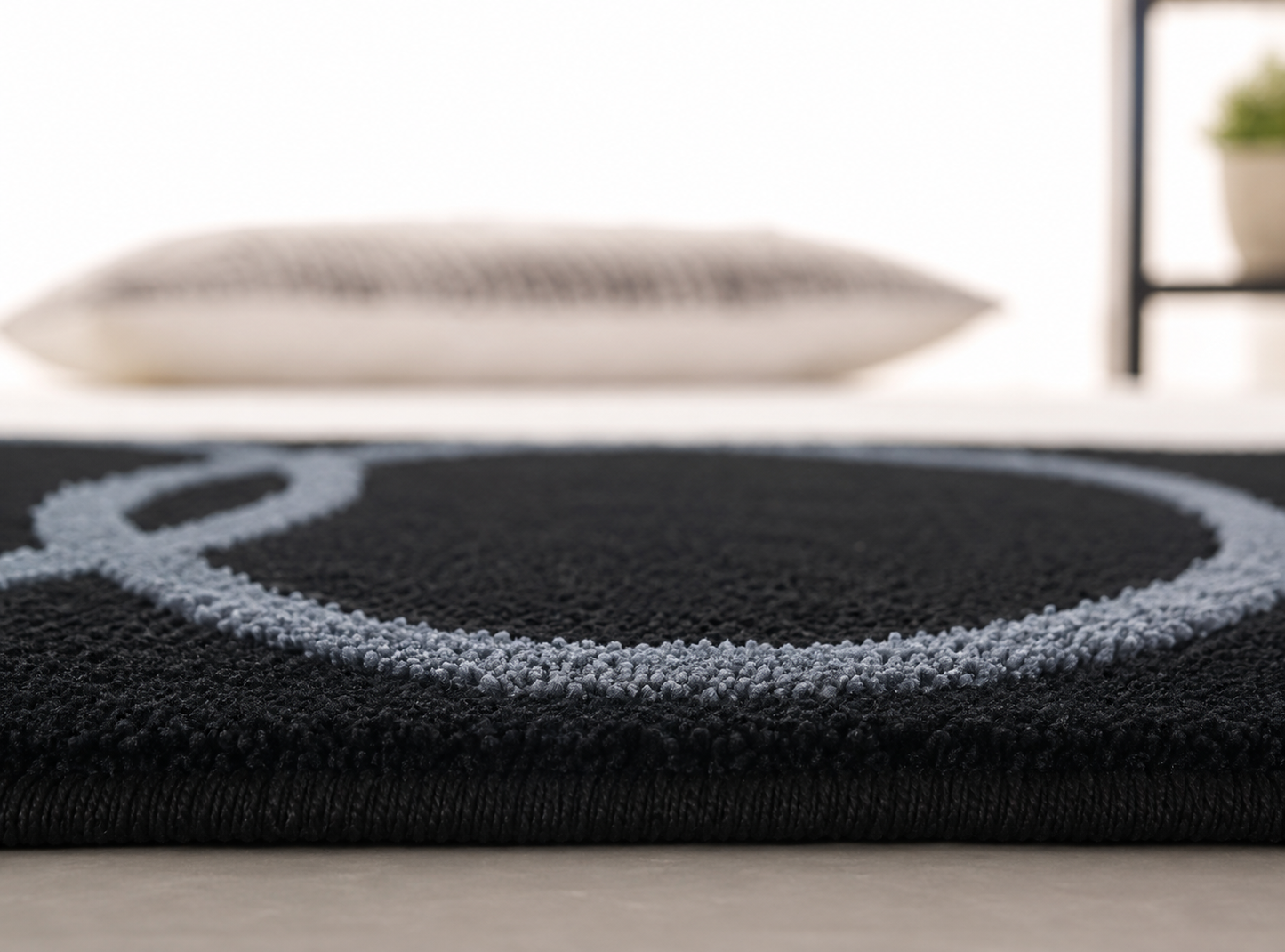 Black and Grey Beautiful Premium Microfiber Bedside Runner