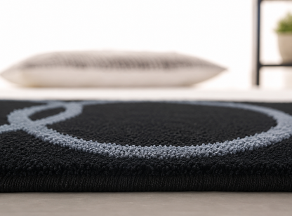 Black and Grey Beautiful Premium Microfiber Bedside Runner