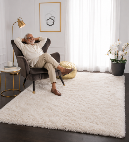 Micro Plain Cream Colour 2-Inch Pile Soft Carpet – Soft Feel with Anti-Skid Rubber Backing
