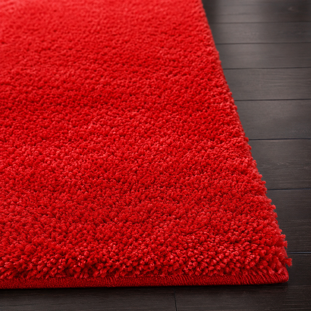 2 inch long pile Extra Fluffy Beautiful Red Premium Microfiber Bedside Runner - Soft Feel, Anti-Skid Rubber Backing
