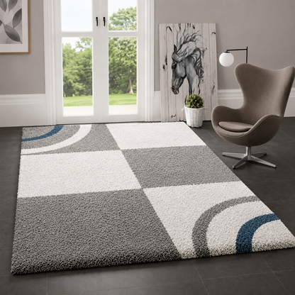 Micro Cream And Grey Abstract Designer Carpet