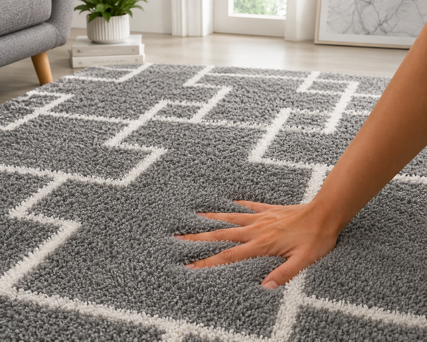 Grey Super Soft Microfiber Silk Touch Shaggy Luxury Rug.