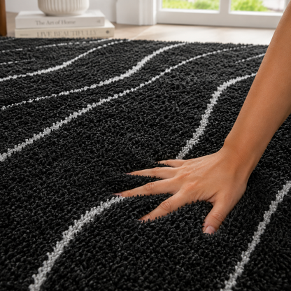 Micro Waves Carpet In Black And White.