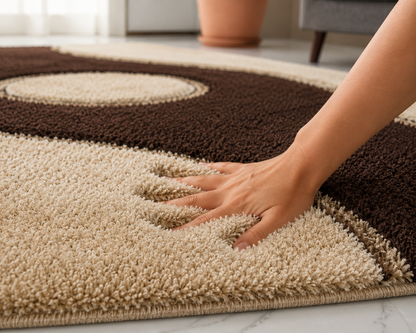 Brown & Beige Shaggy Carpet – Soft Feel with Anti-Skid Rubber Backing