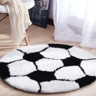 Shaggy Football Carpet Round Carpet