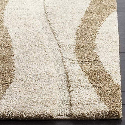 Kashyapa Rugs Collection- Ivory with beige Colour Soft Shaggy Carpet. Carpet for Living Room | Bedroom