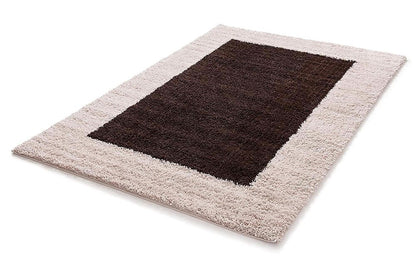 Kashyapa Rugs Collection - Coffee With Light Beige Shaggy Soft Touch Microfiber Hand tufted Carpet
