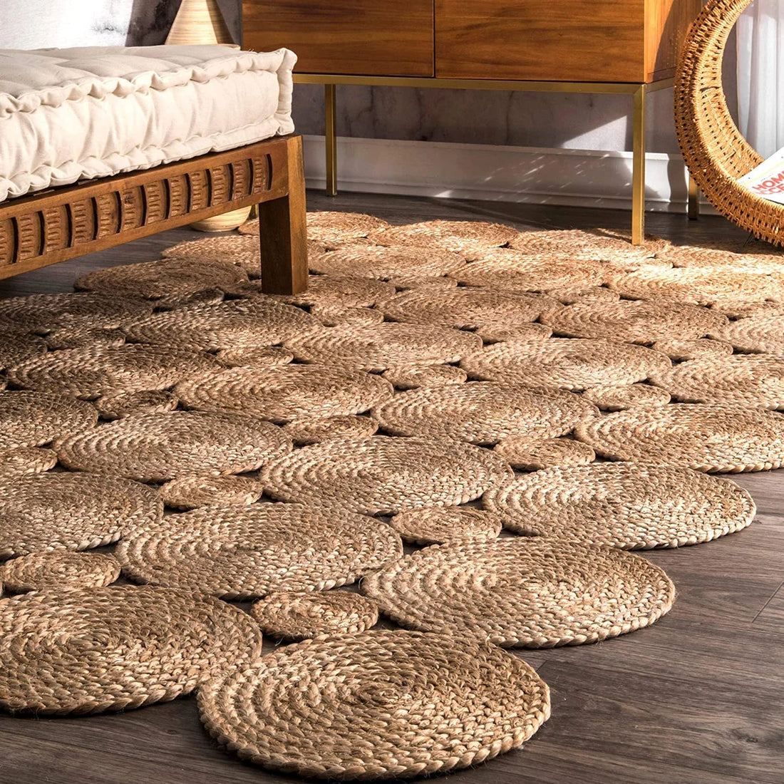 Kashyaparugs handwoven braided natural jute rectangle area rug – sustainable, eco-friendly, multiple sizes available