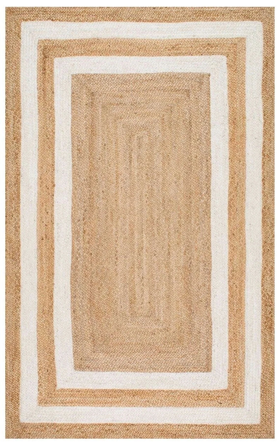 Handwoven Jute Rug with a Clean Framed Border