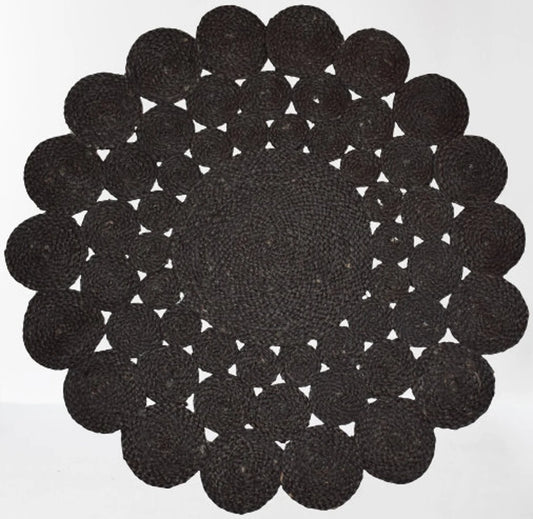 Natural Jute Black Color Round Designer Area Rugs