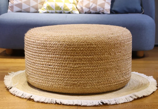 Natural Jute Pouf – Hand Braided for Home, Bedroom & Living Spaces
