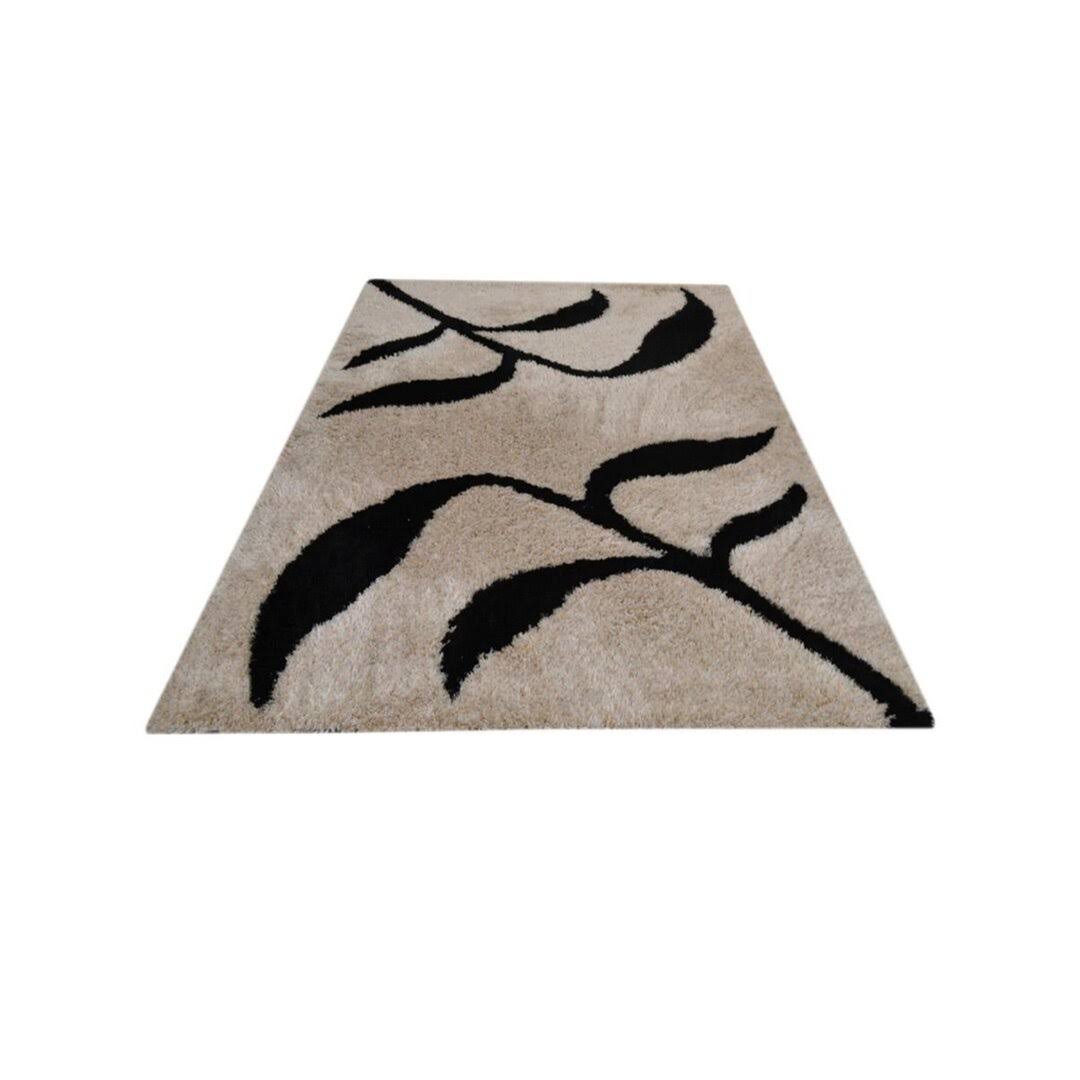 Kashyapa Rugs Collection - Ivory With Coffee Shaggy Super Soft Microfiber Polyester Rug Hand tufted Luxury Carpet