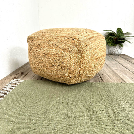 Natural Jute Pouf – Hand Braided Home Accent for Living Room & Bedroom