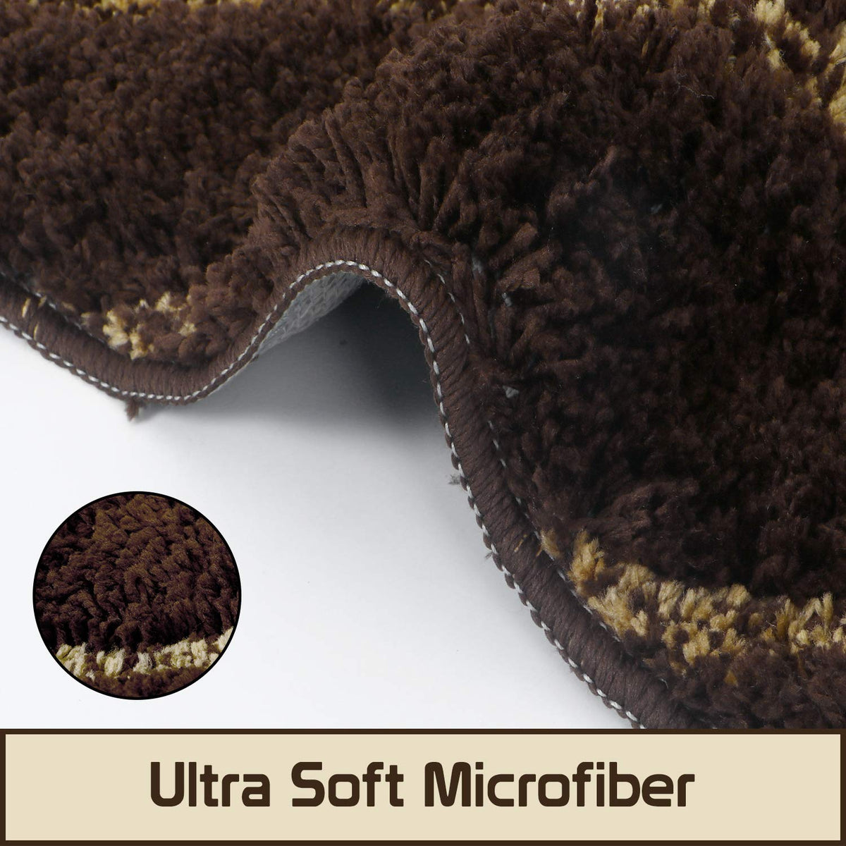Coffee & Beige Hand crafted super Soft Bedside Runner - Soft Feel, Anti-Skid Backing