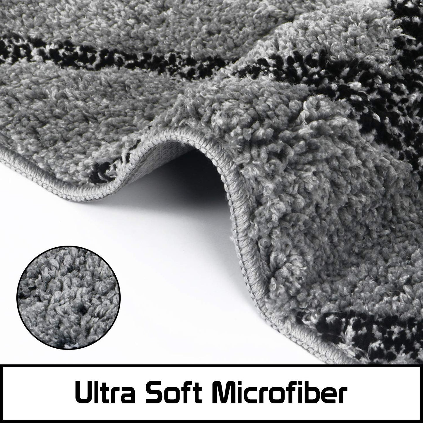 Grey & Black Super Soft Microfiber Polyester Shaggy Fluffy Hand tufted Carpet Runner.