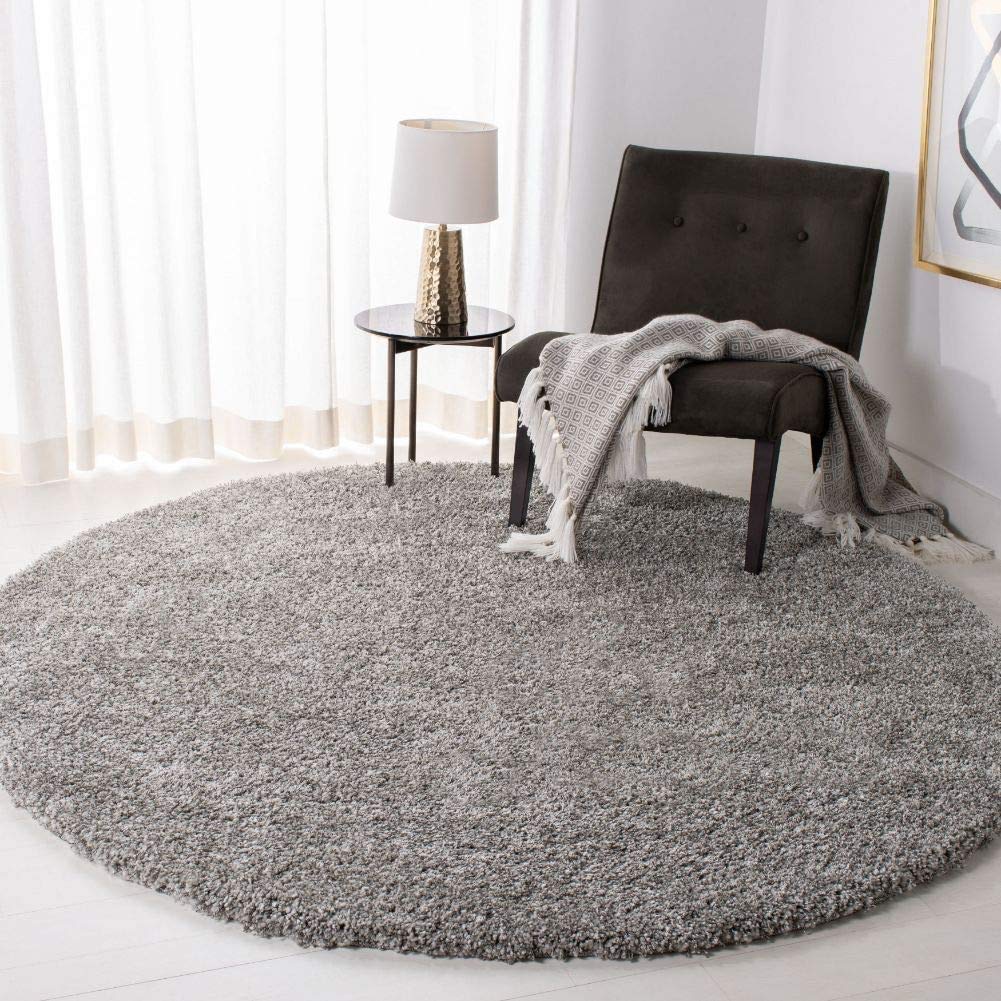 Plain Grey - Premium Soft Shaggy  Round Carpet