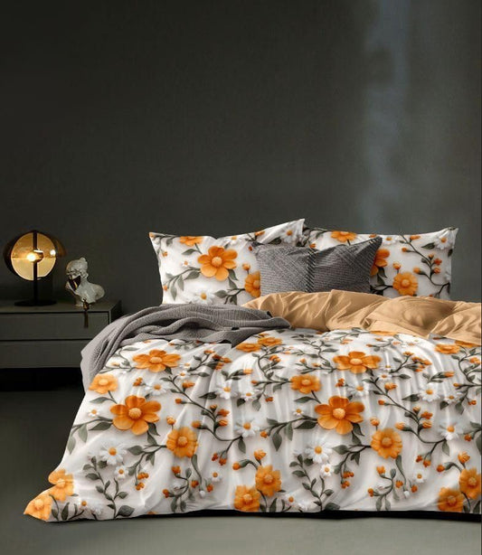 Kashyapa Rugs - 7D Premium Glace Cotton Flat Bedsheet – Double Bed Size with 2 Pillow Covers