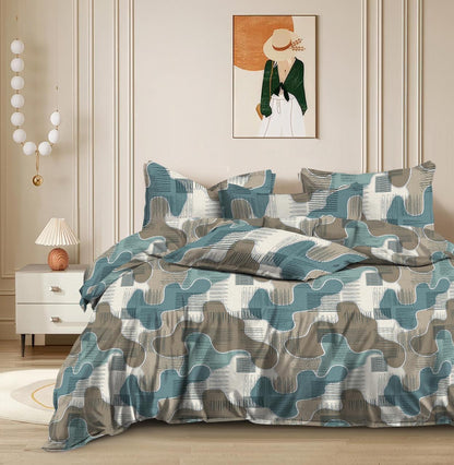 Kashyapa Rugs  Premium Glace Cotton Fitted Bedsheet – Double Bed Size with 2 Pillow Covers