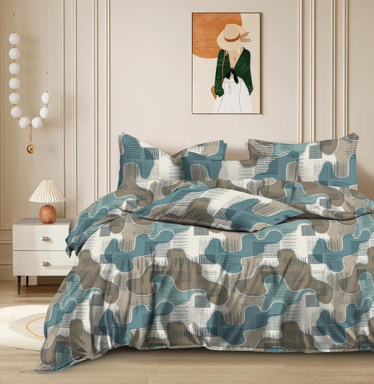 Kashyapa Rugs  Premium Glace Cotton Fitted Bedsheet – Double Bed Size with 2 Pillow Covers