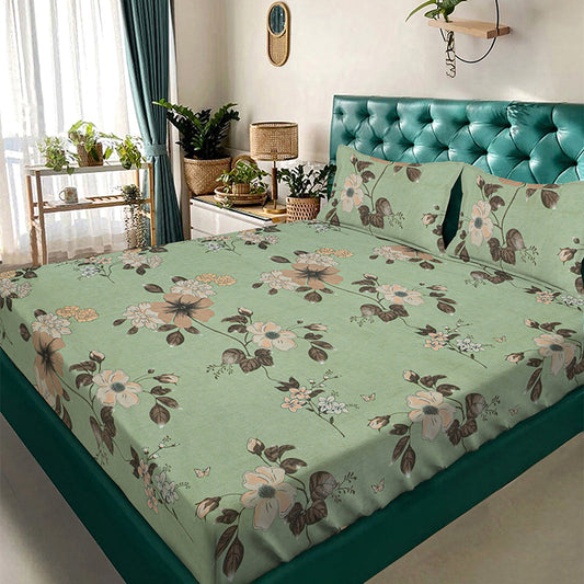 Kashyapa Rugs  Premium Cotton Fitted Bedsheet – Double Bed Size with 2 Pillow Covers
