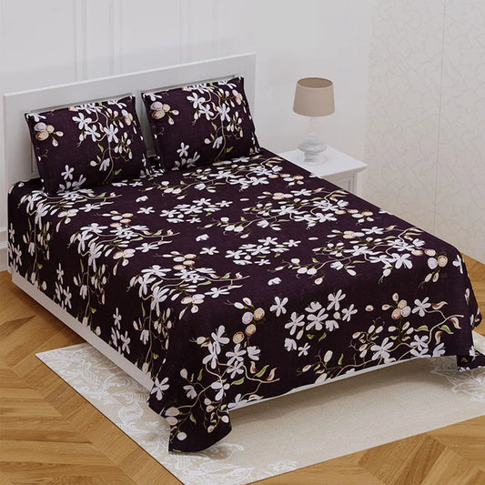 Kashyapa Rugs  Premium Cotton Fitted Bedsheet – Double Bed Size with 2 Pillow Covers