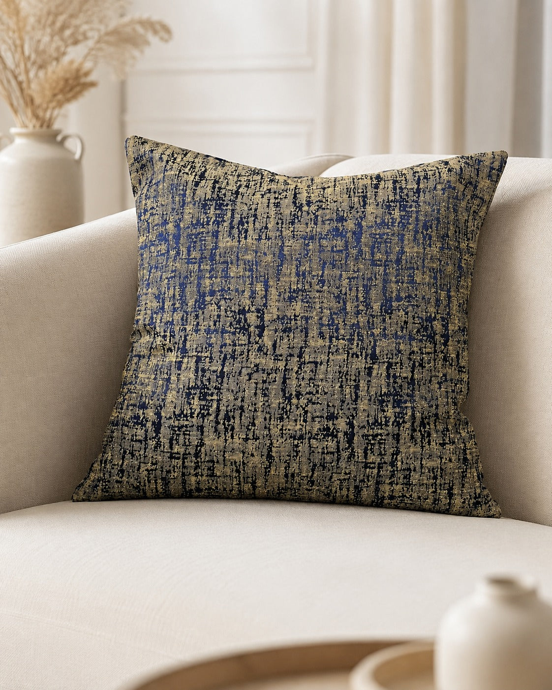 Blue and Gold Jacquard Cushion Covers Sofa-016