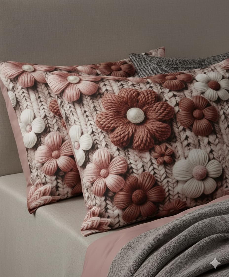 Kashyapa Rugs -7D Premium glace Cotton Flat Bedsheet – Double Bed Size with 2 Pillow Covers
