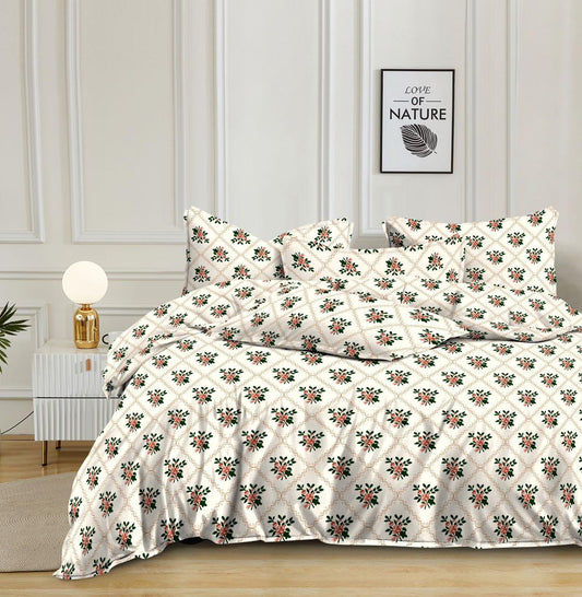 Kashyapa Rugs - Premium Soft Cotton  Fitted Bedsheet – Double Bed Size with 2 Pillow Covers